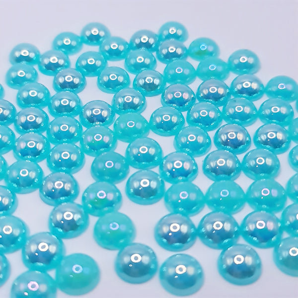 Turquoise ab acrylic flatback pearls