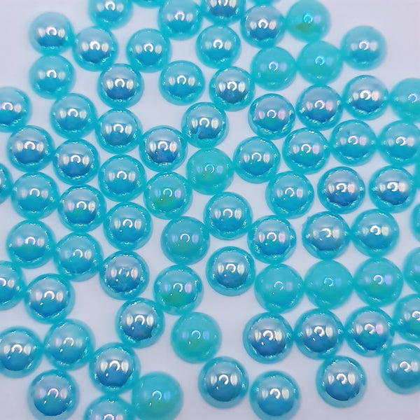 Turquoise ab acrylic flatback pearls