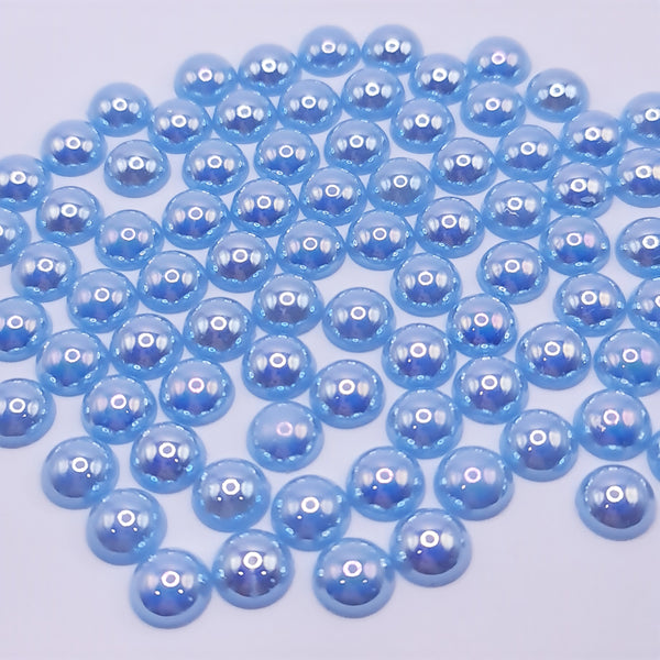 Light blue ab acrylic flatback pearls