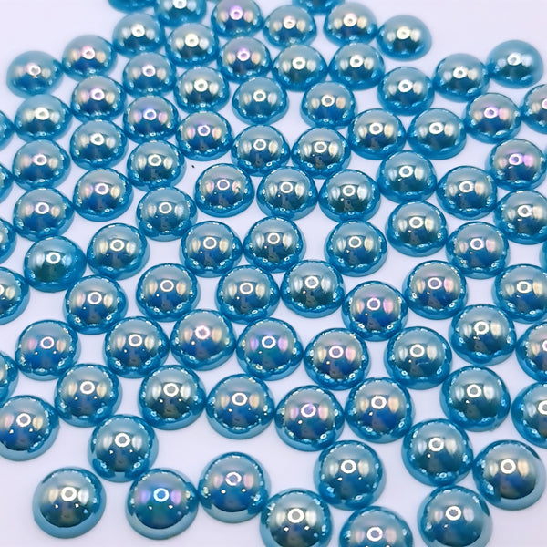 Petrol blue ab acrylic flatback pearls