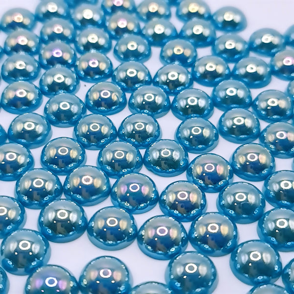 Petrol blue ab acrylic flatback pearls