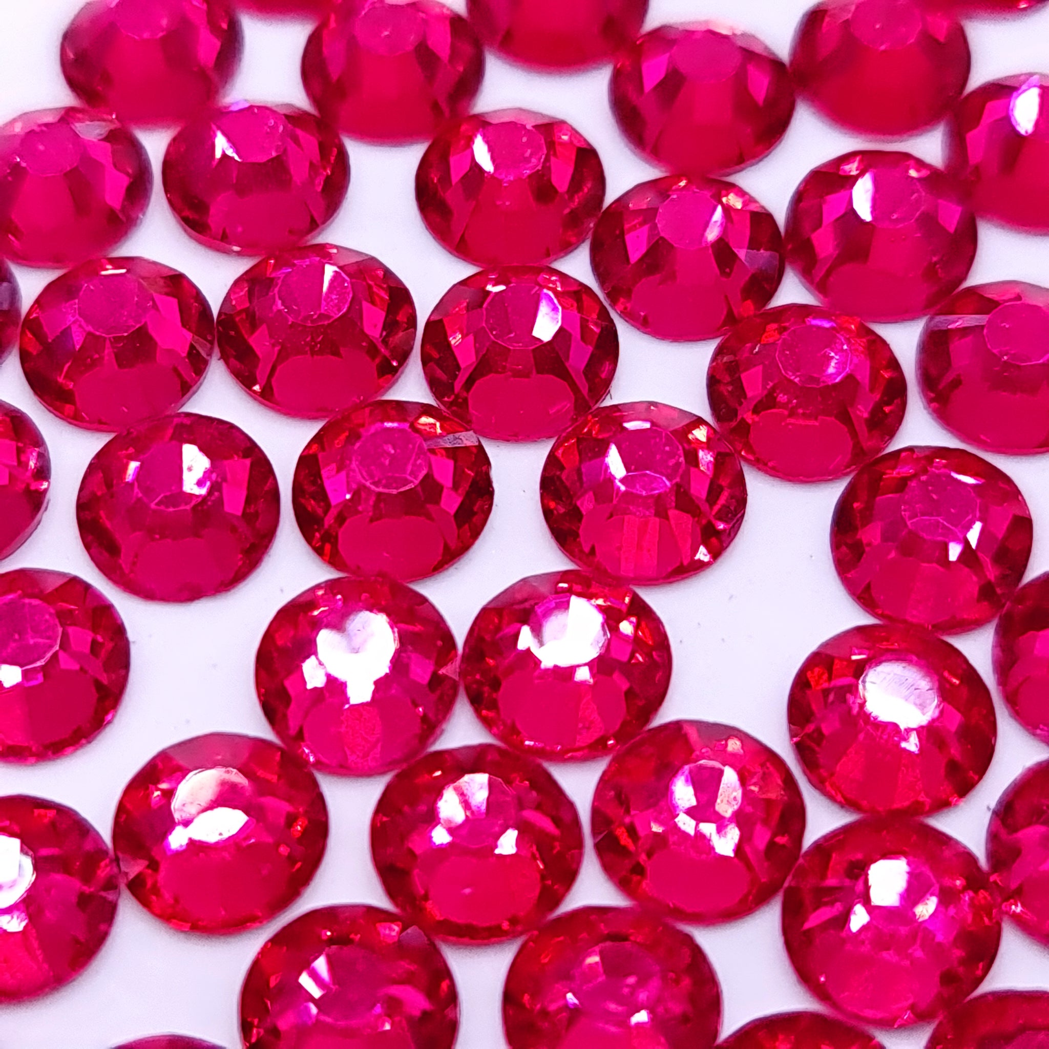 Deep pink glass non hotfix flatback rhinestones