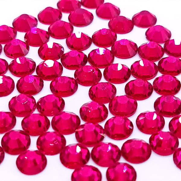 Deep pink glass non hotfix flatback rhinestones