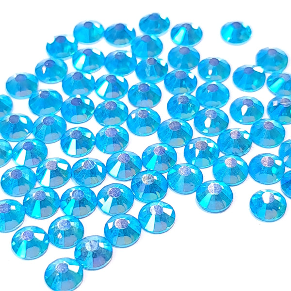 Aquamarine ab flatback glass rhinestones