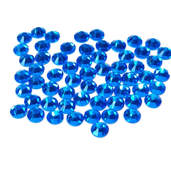 Capri Blue non-hotfix flatback glass rhinestones 
