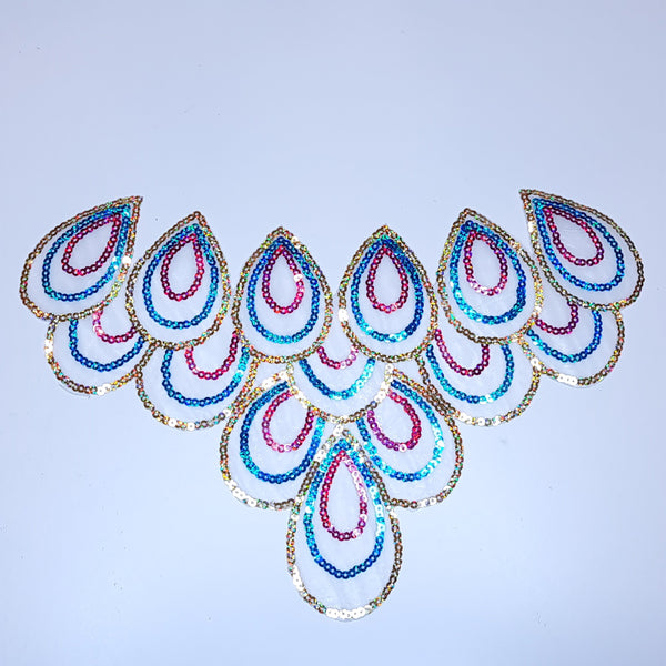 Sequin peacock feather applique