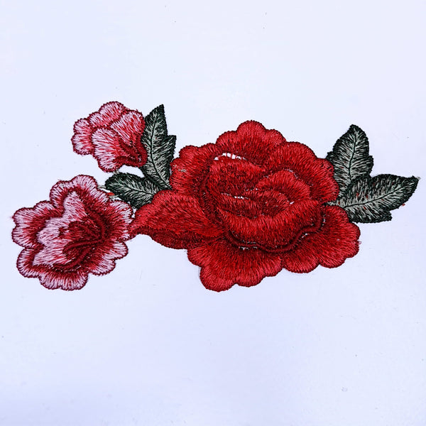 Red Rose Embroidered Appliques. 2 Styles.