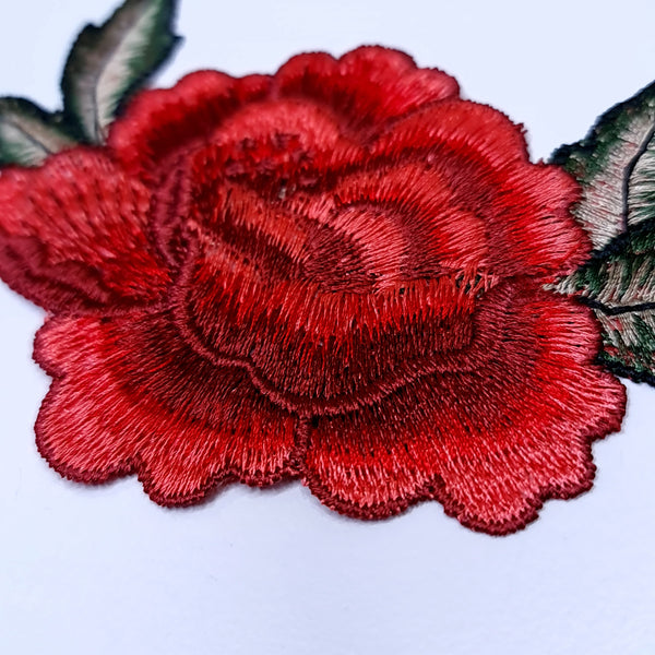 Red Rose Embroidered Appliques. 2 Styles.