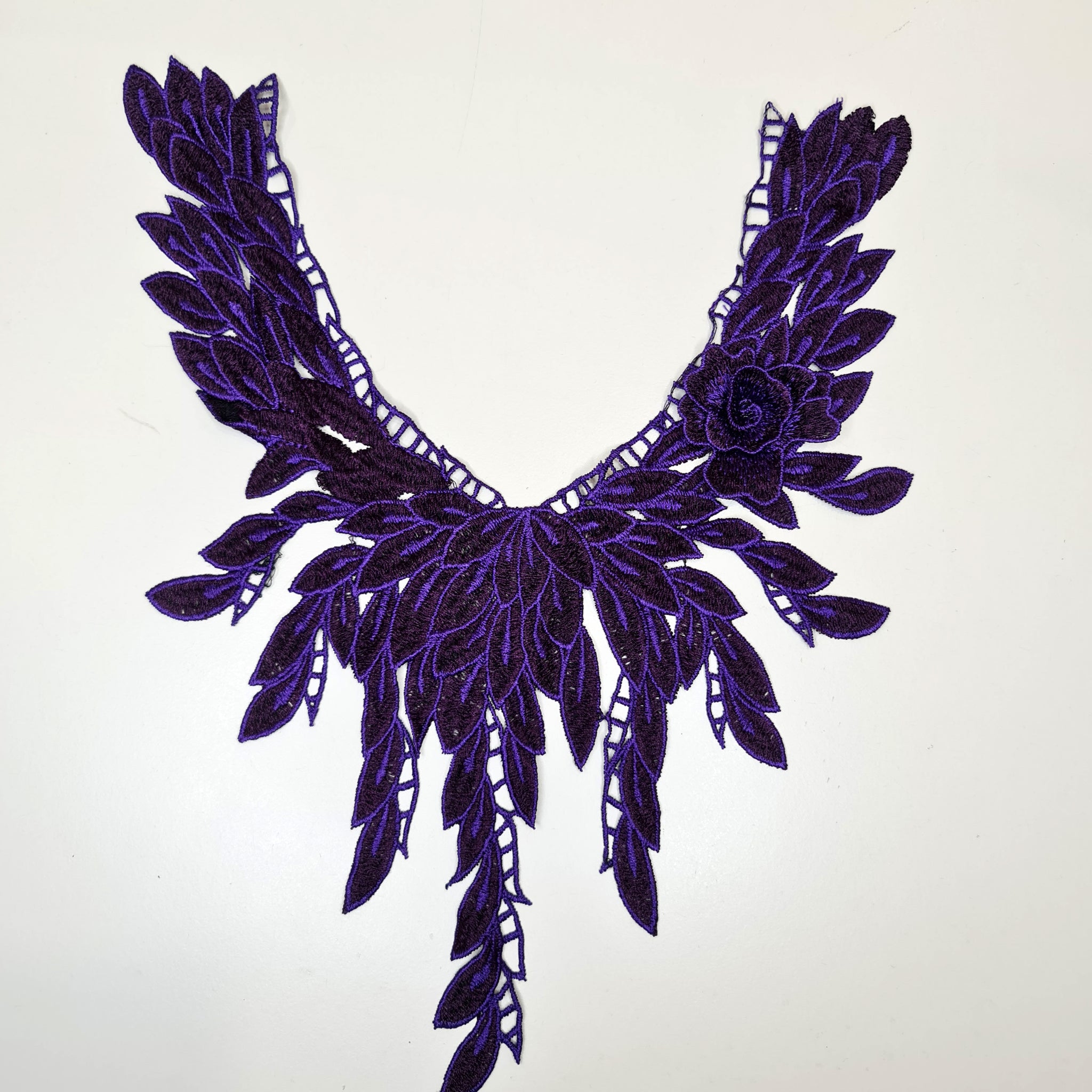 Embroidered Collar Applique With Flower. 2 Colours.
