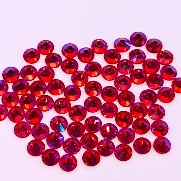 Light siam ab red glass non-hotfix flat back crystals