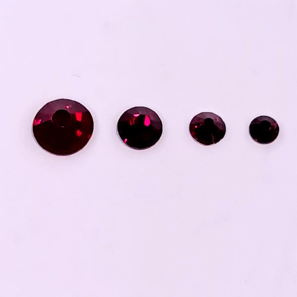 Dark siam red glass non-hotfix flat back crystals