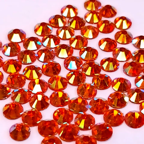 Sun AB golden orange glass non-hotfix flat back crystals