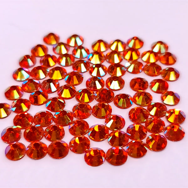 Sun AB golden orange glass non-hotfix flat back crystals