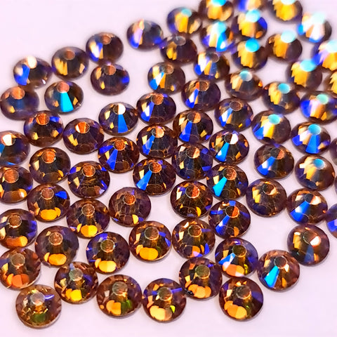 Topaz AB golden brown glass non-hotfix flat back crystals