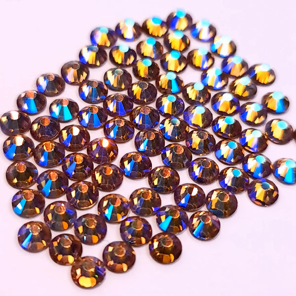 Topaz AB golden brown glass non-hotfix flat back crystals