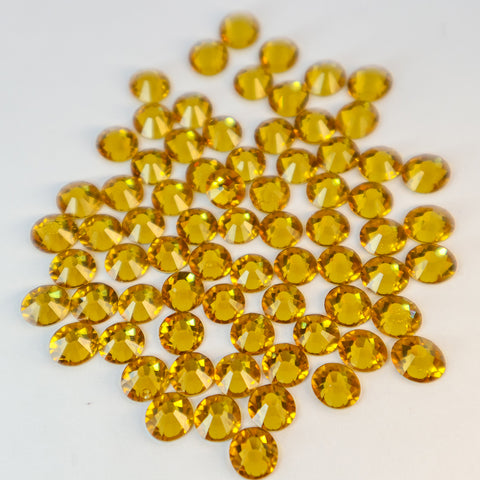 Gold yellow non hotfix glass rhinestones
