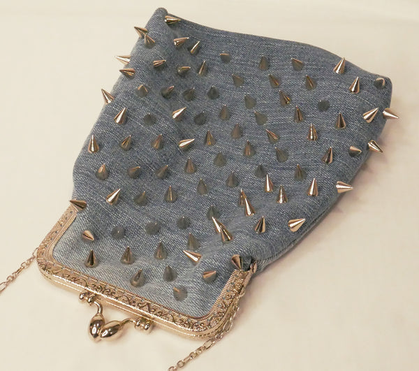 Denim Pouch Bag With Studs